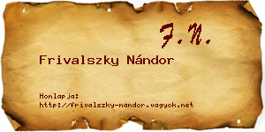 Frivalszky Nándor névjegykártya