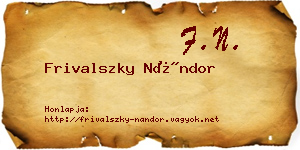 Frivalszky Nándor névjegykártya